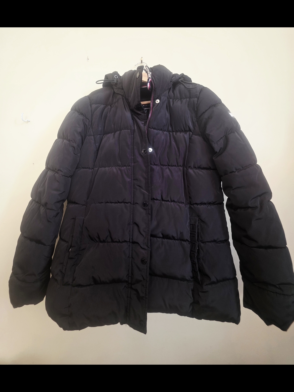 Tommy Hilfiger Black Hooded Puffer Coat